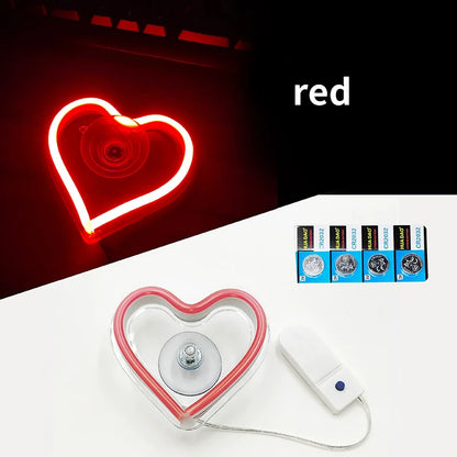 Window Neon Lights, Triangular Windows, Heart-Shaped Lights, Illuminated Heart-Shaped Decorations, Car Interface, Wireless Remot